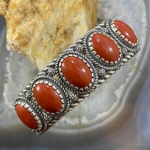 Carolyn Pollack Southwestern Style Sterling Red Jasper Row Bracelet For Women